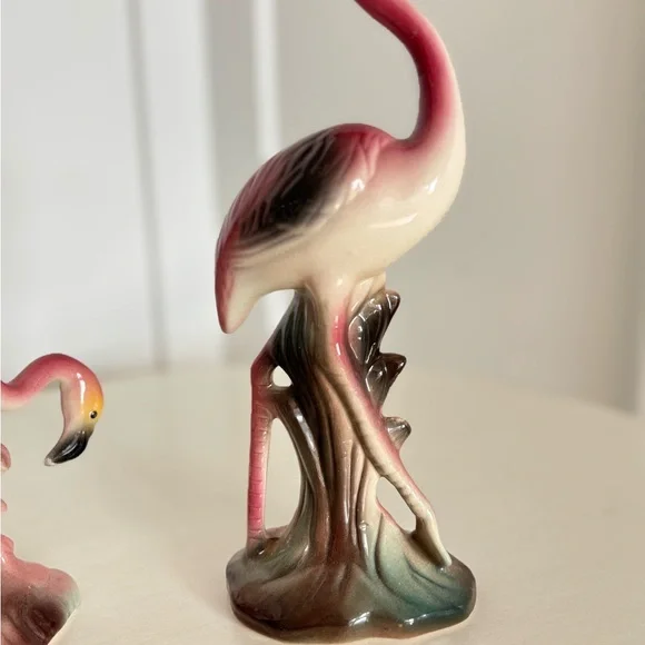 Vintage, mid-century Art Deco Style Pink Flamingo Ceramic Figurines. - Picture 3 of 8